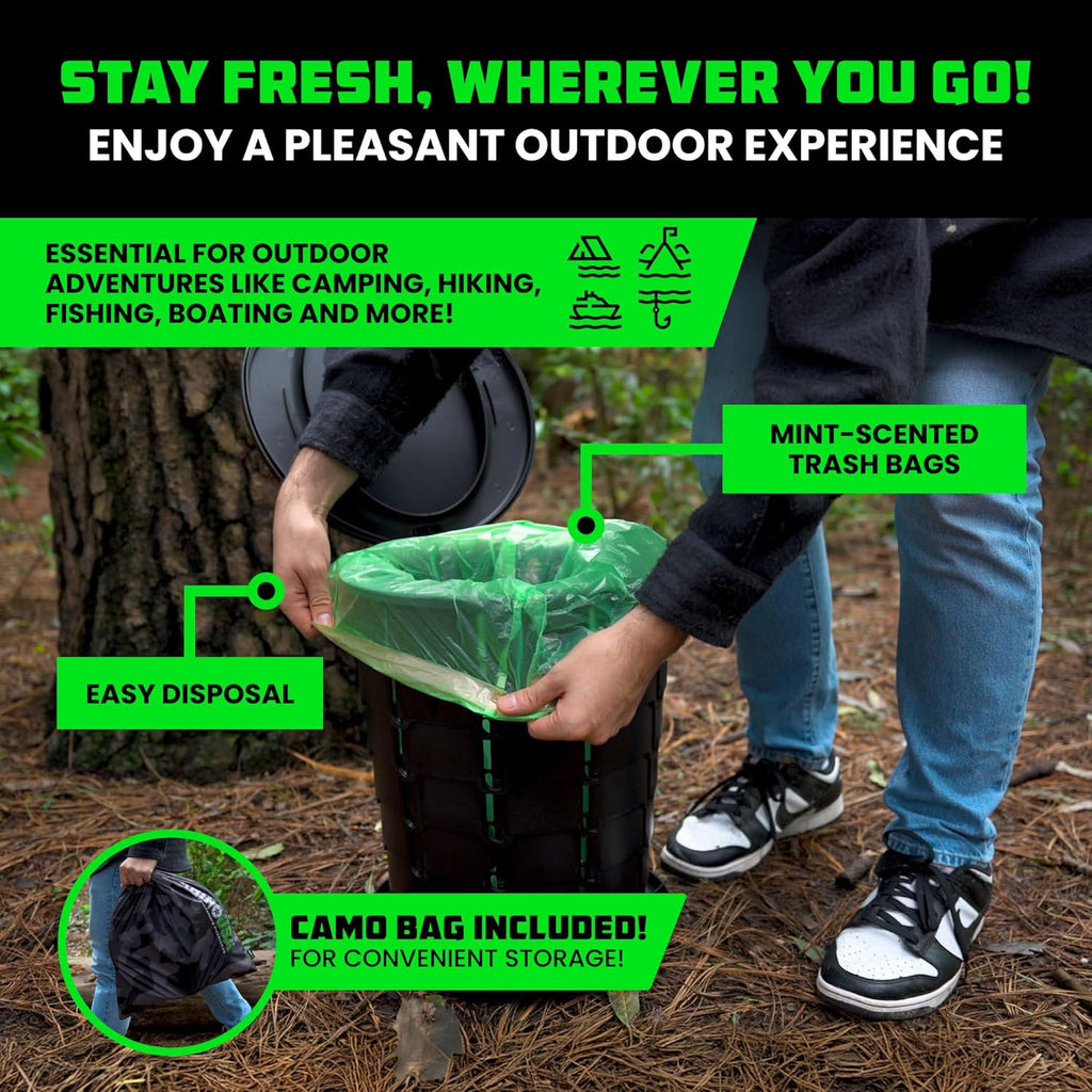 XL Portable Toilet for Camping (400lb Capacity) - Adjustable | Retractable, Collapsible Design. Adjustable Height
