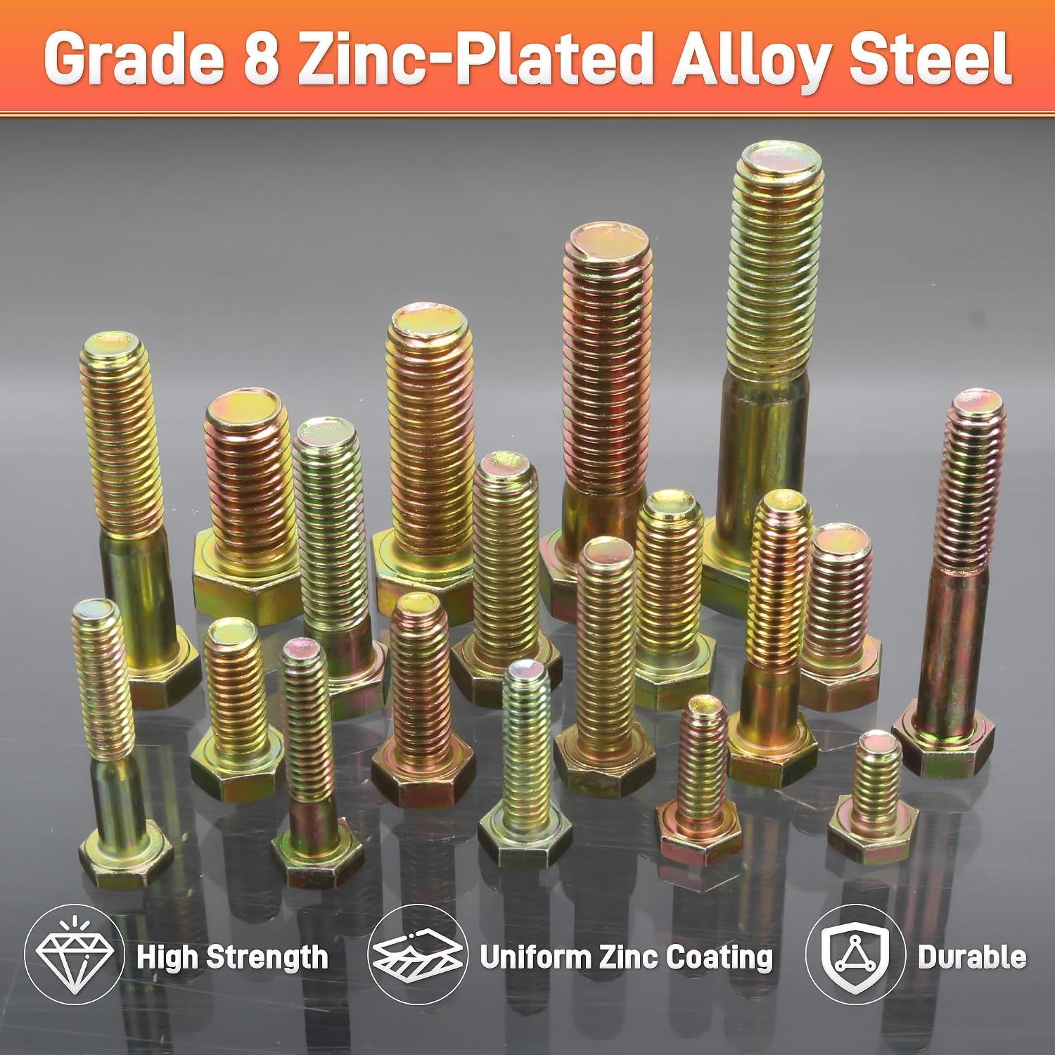 924Pcs Grade 8 Bolts and Nuts Assortment Kit, 1/4-20, 5/16-18, 3/8-16, 1/2-13 Heavy Duty Hex SAE Assorted Bolts Nuts
