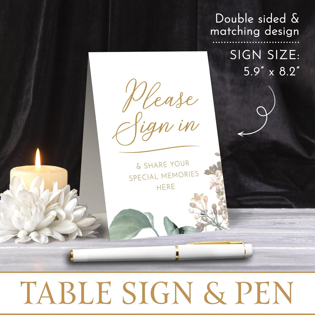 Elegant White Funeral Guest Book , 10 x 8 Inches 120 Pages Guest Book for Funeral , 360 Entries Guest book for