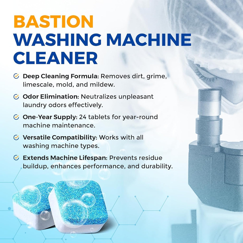 Washing Machine Cleaner Tablets 24 pack Powerful Descaler -Deep Cleaning for HE Front Loader & Top Load Washer Septic