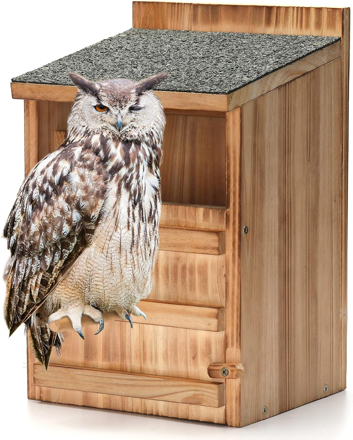 Owl Houses for Outdoors,13.38" Cedar Owl House with Clean-Out Door