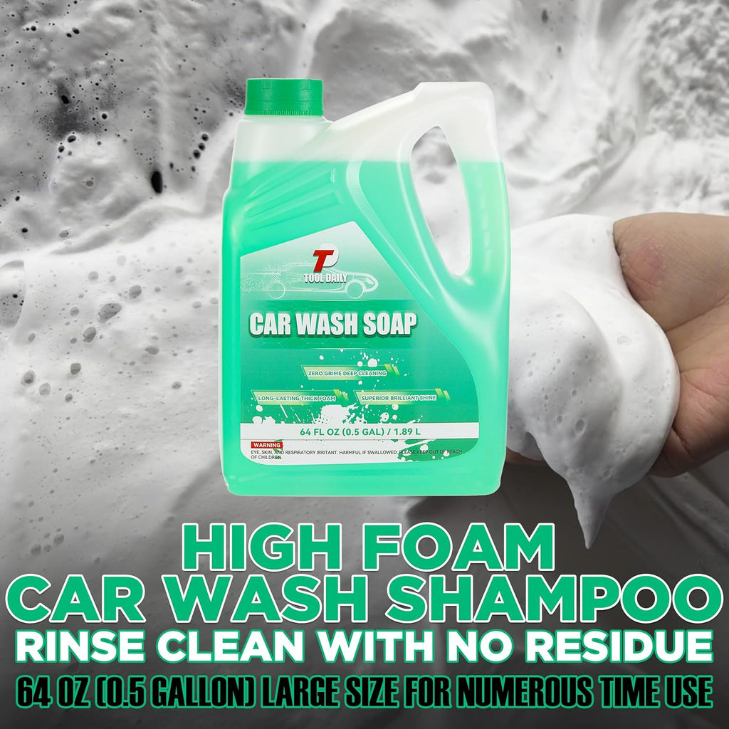 Short Pressure Washer Gun with Foam Cannon, Car Wash Soap 64 Oz | 5 Power Washer Nozzle Tips, 1/4 Inch Quick Connect