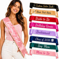 Personalized Satin Sash with Custom Text Icon Logo, Pageant Party Award Sash Birthday Bridal Bachelorette Events