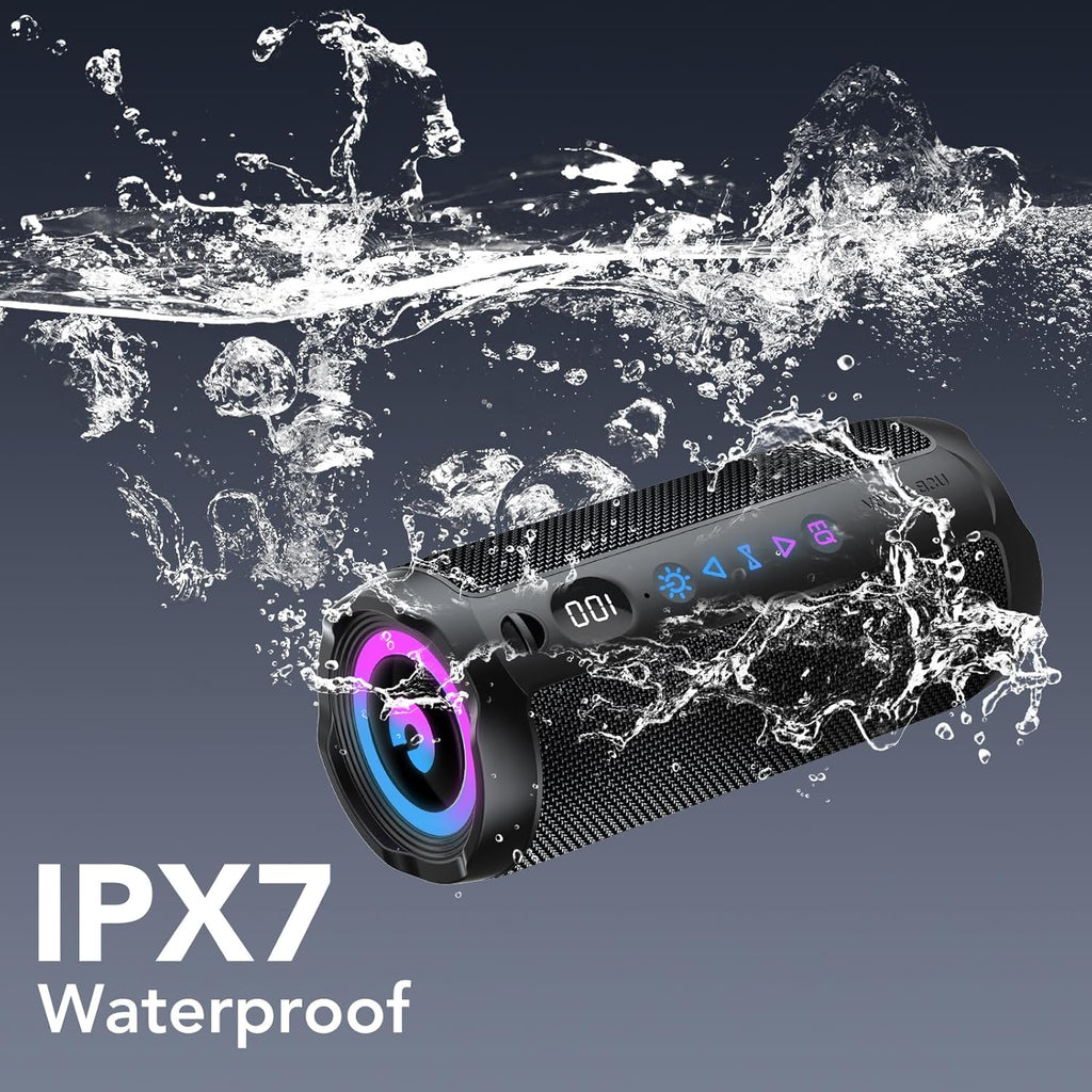 Portable Bluetooth Speaker, Bluetooth 5.4 Speaker, Dual Speaker with LED Display, Deep Bass,25H Playtime, Colorful
