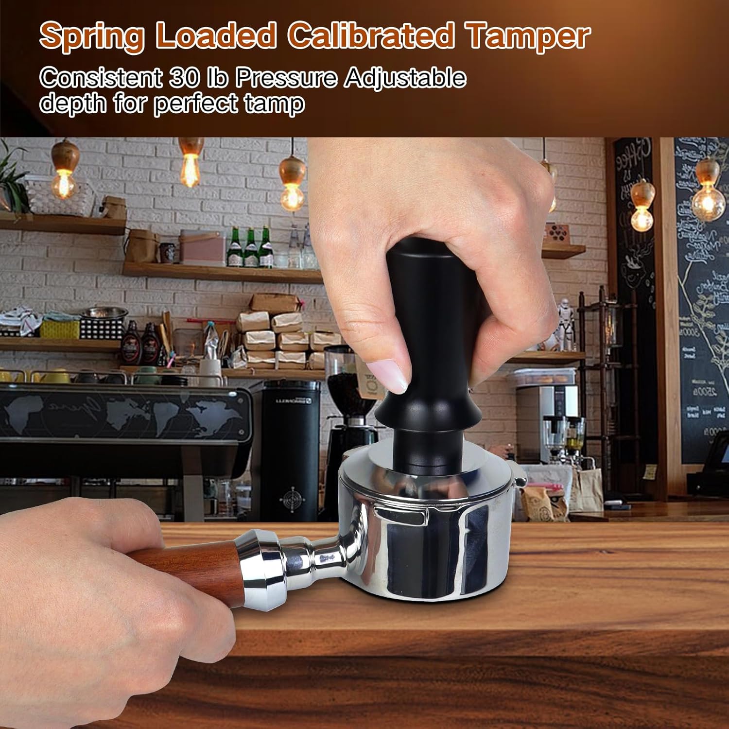 51mm Espresso Accessories Kit, 3-in-1 Set with Coffee Distributor, Calibrated Spring Tamper, and Magnetic Dosing