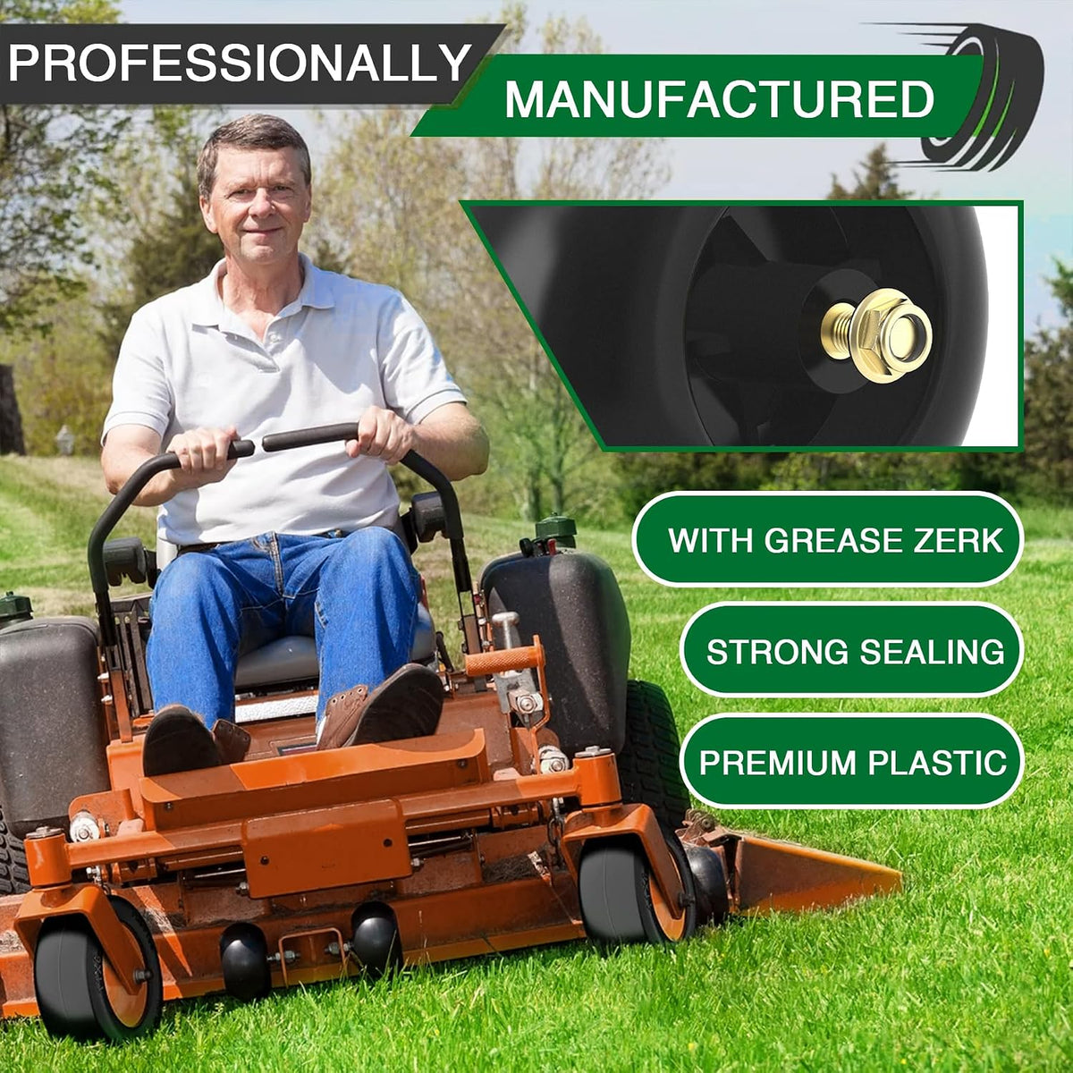 Mower Deck Wheels Fit for Craftsman Husq Cub JD Lawn Mower Tractor Replace for 753-04856A Deck Rollers Gauge Wheel for 54" 48" Deck 2 Set