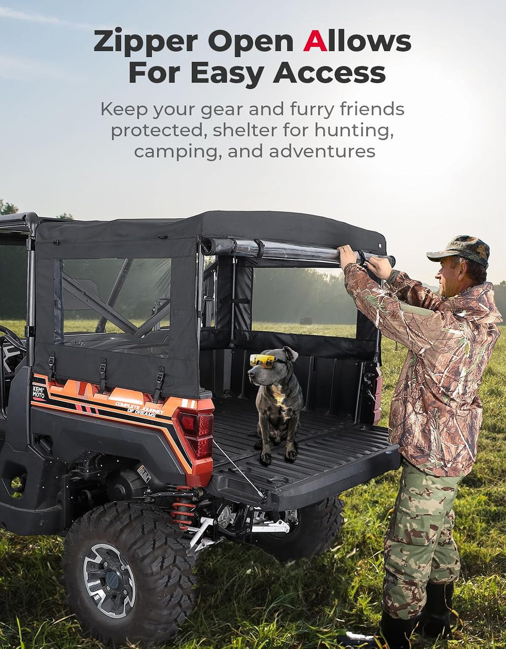 UTV Soft Cargo Camper Bed Cover Rack Compatible with Polaris Ranger 1000 / XP 1000 / Crew XP 1000/570 Full-Size