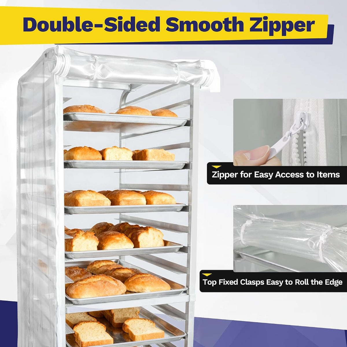 10-Tier Half Sheet Pan Rack with Cover, NSF Aluminum Speed Rack