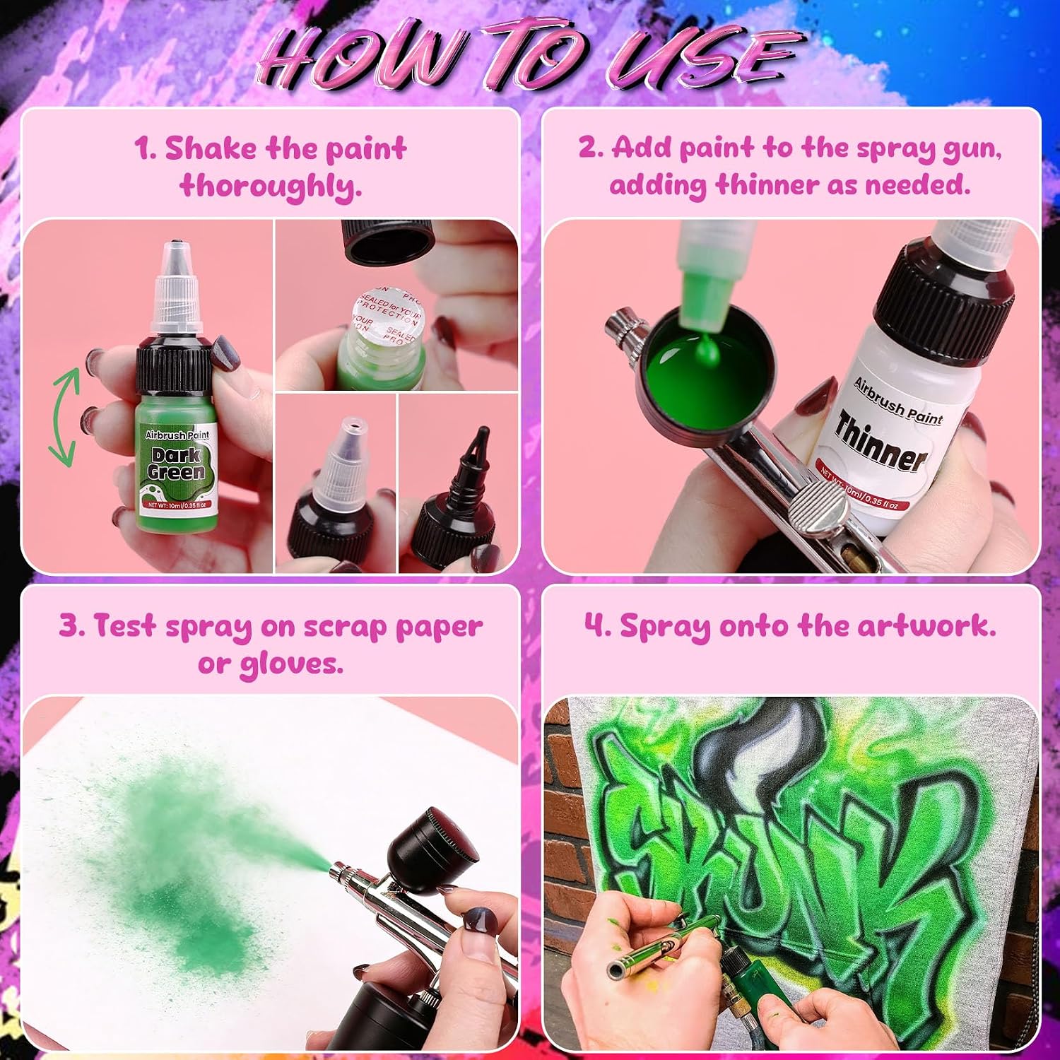 Airbrush Paint - 33 Colors Acrylic Air Brush Painting, Ready to Spray Airbrush Model Paint Kit, Water Based Airbrush