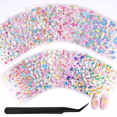Beetles Nail Art Stickers 30 Sheets 3D Flower Nail Stickers Color Heart