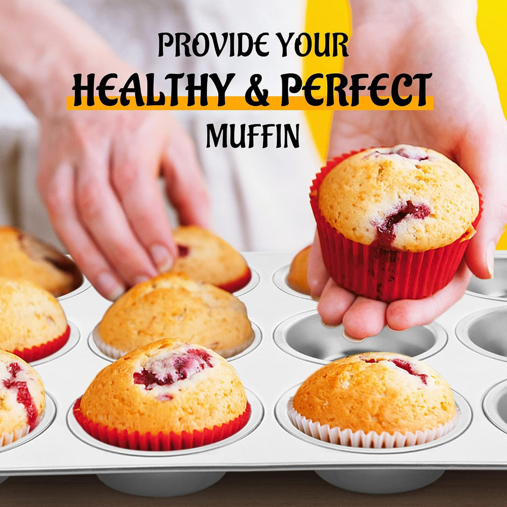 Muffin Pan 12-Cup, 2-Pack Stainless Steel Cupcake Pan for Oven