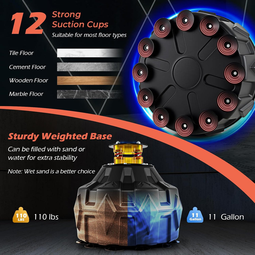 Punching Bag, Freestanding Boxing Bag Trainer with 2 Speed Balls, Swivel Bar & Punching Bag Stand, Height Adjustable