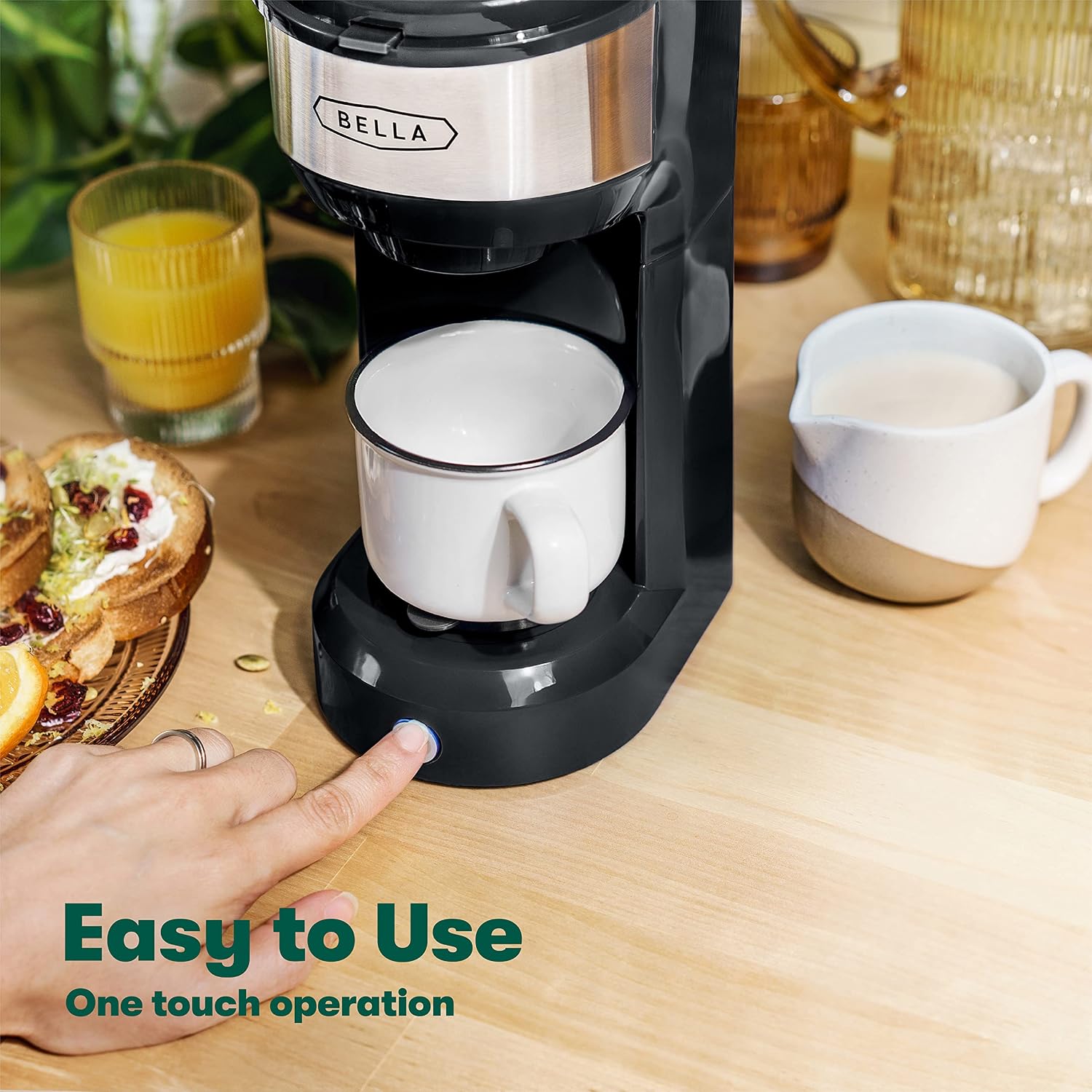Dual Brew Single Serve Coffee Maker, Brews both Kcup and Ground Coffee, Large 14oz Capacity, Easy One Touch, Auto