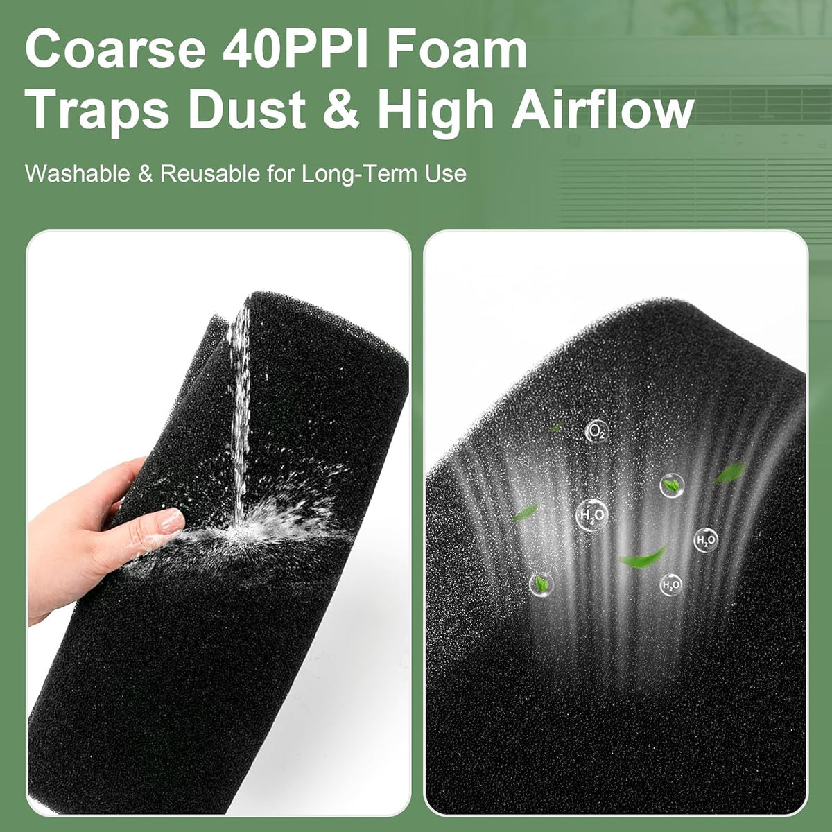 Air Filter Foam Sheet Material Replacement for UNI 12" x 24" x 3/8" Filter