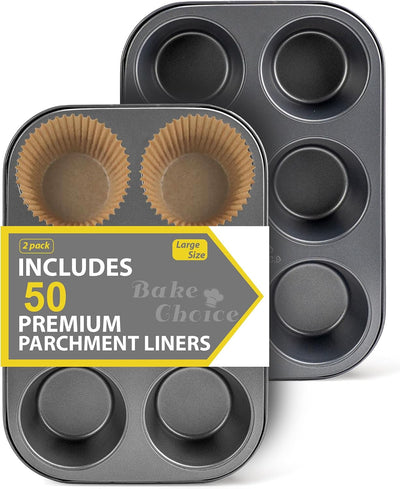 2 Jumbo Muffin Pan for Baking, Extra Large Cupcake Pan