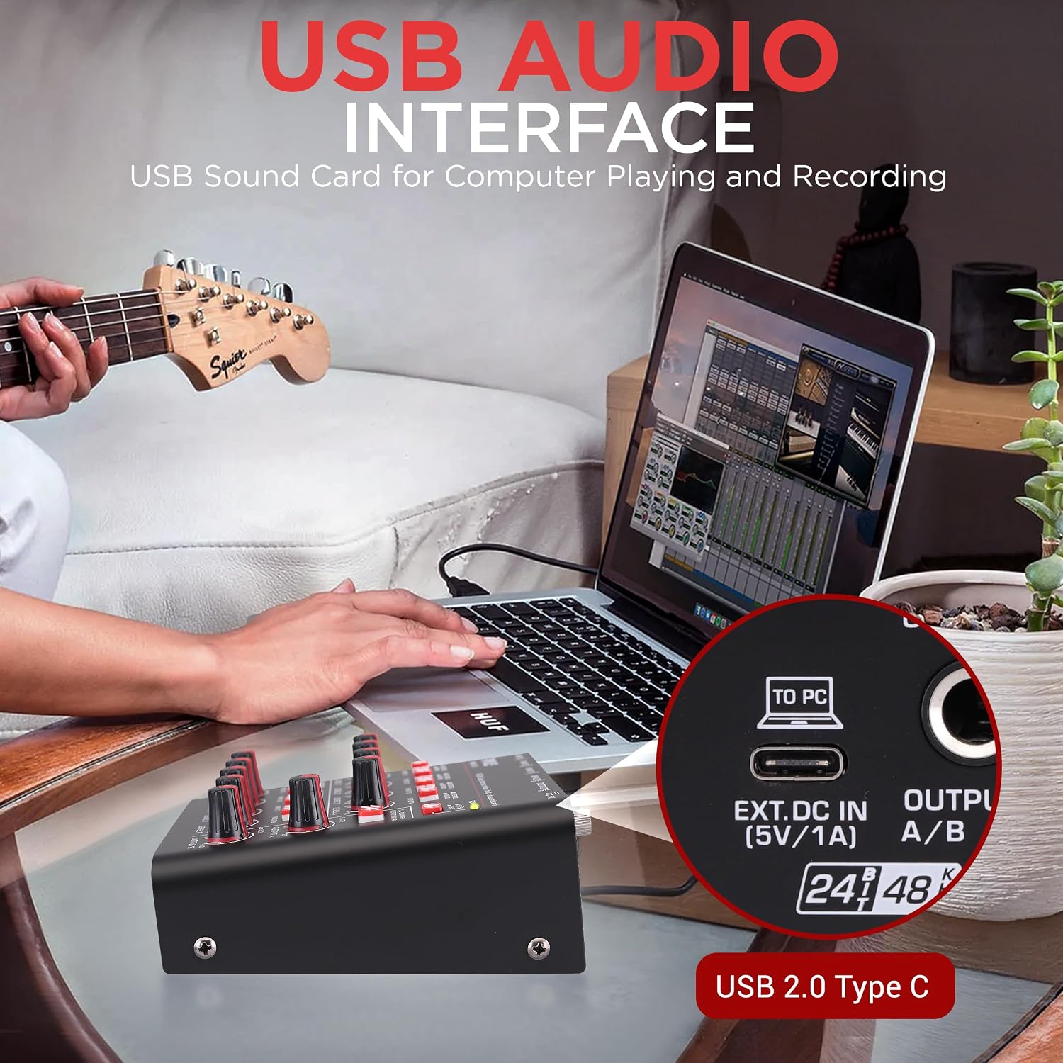 8-Channel Bluetooth Mini Line Mixer with USB Audio Interface - 8 Mono/Stereo Switching Inputs | Ultra-low Noise