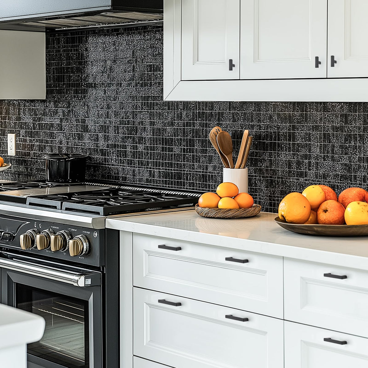 Black Cabinet Handles, 2 Pack Kitchen Handles, 3 Inch