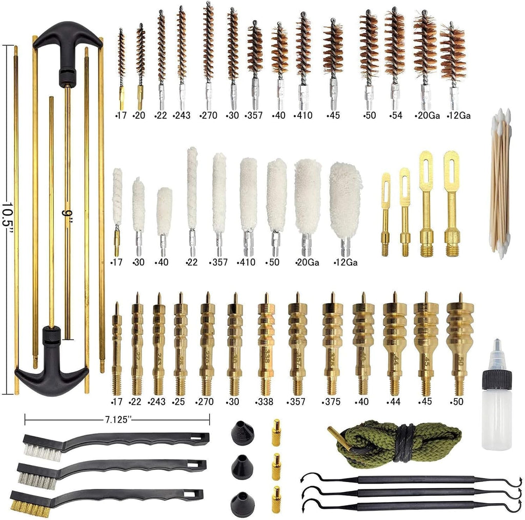 Universal Gun Cleaning Kit - Pro Grade Gun Cleaner and Handgun, Rifle and Shotgun Cleaner with Brass Jags, Cotton