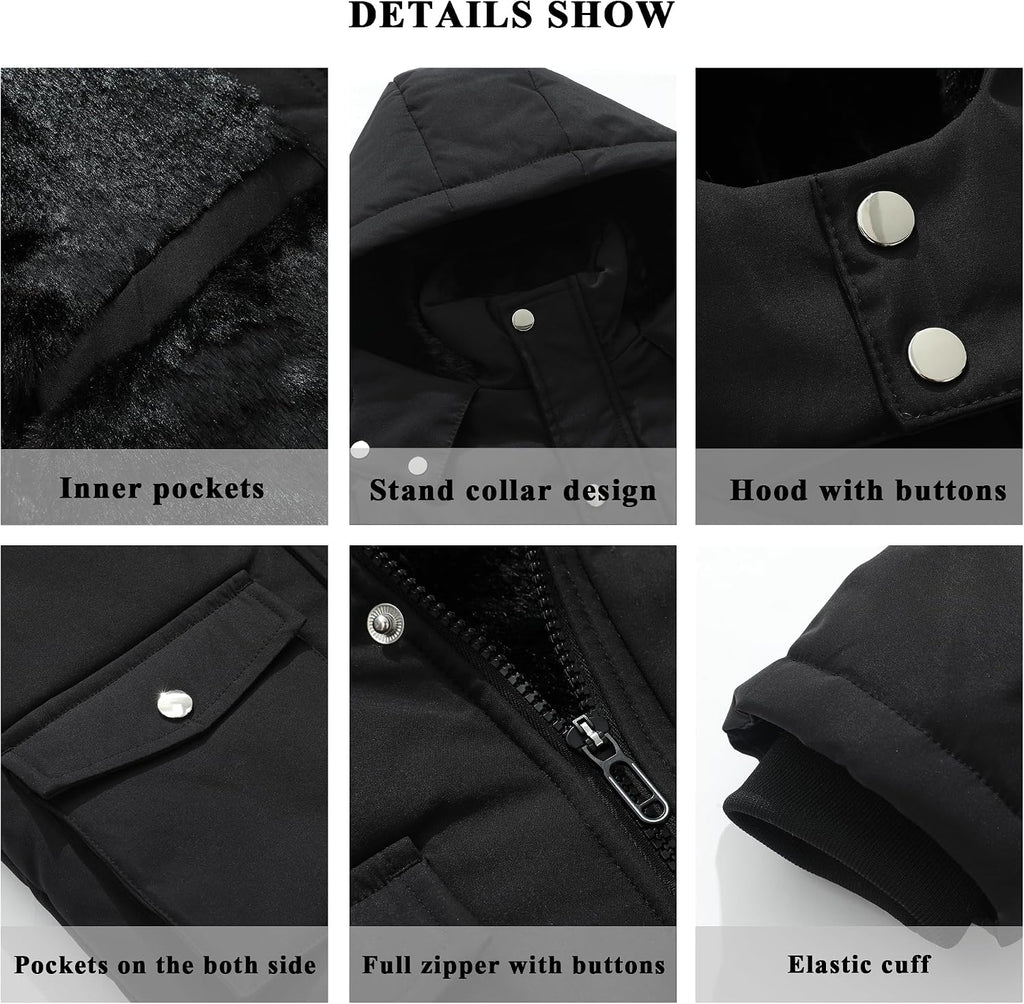Boy's Winter Coat Waterproof Puffer Jacket| Warm Windbreak Parka | Thicken Fleece Lining Hooded Down Outerwear for Kids