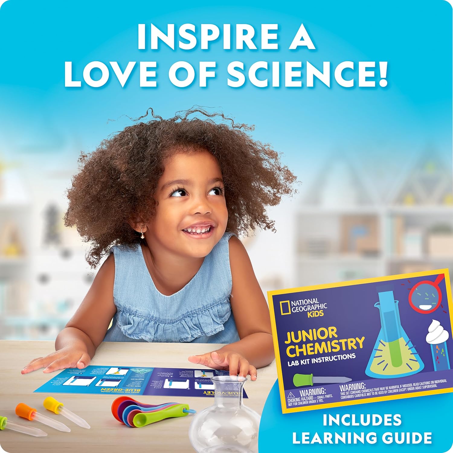National Geographic Junior Chemistry Set with 50 Experiments for Kids | 20+ Lab Tools, Early Learning Lab, Hands-On