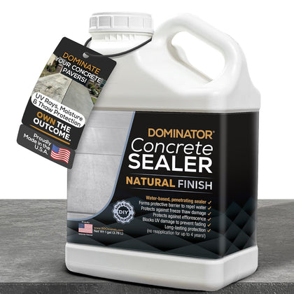 Concrete Sealer for Driveway 1 Gallon | Penetrating Water Based Paver Sealer Outdoor Waterproof | Natural Look Cement