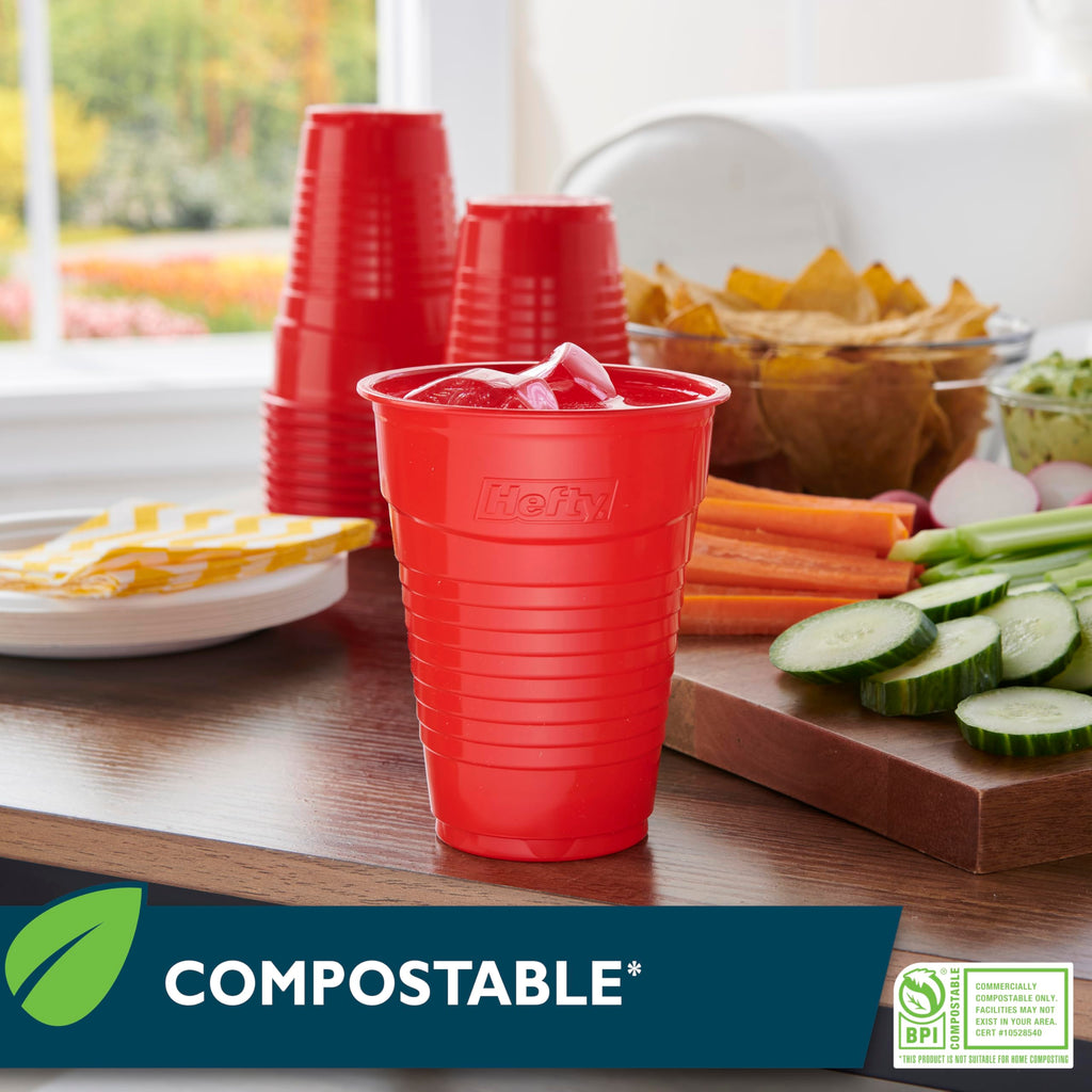 EcoSave Compostable Party Cups, 18 oz, 16 Count (Pack of 3), 48 Total