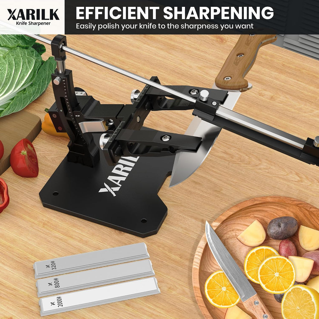 GEN3 Guided Knife Sharpening System, Aluminum Alloy | W/ 3 Al plates diamond, 320/800/2000 grit, Adjustable angle