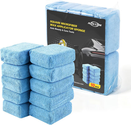 Autocare 10 Pack Car Wax Applicator Pad Rectangle Foam Premium Grade Microfiber Applicator Pads
