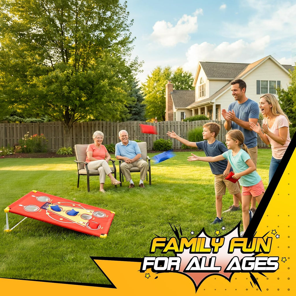 3 in 1 Cornhole Board Set Arcade Roll and Score & Bean Bag Toss & Ball Toss Game, Outdoor Carnival Party Corn Hole