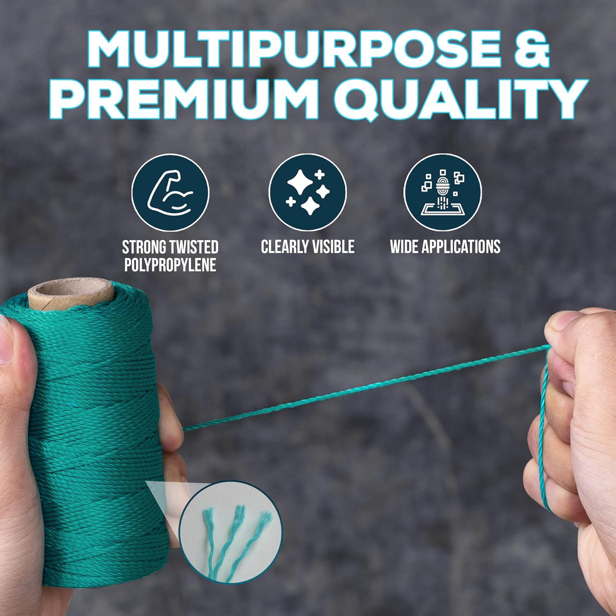 Mason Line String 1.3mm Thick Twisted Polypropylene – Durable Construction Twine for Laying Bricks, Blocks, Fences in