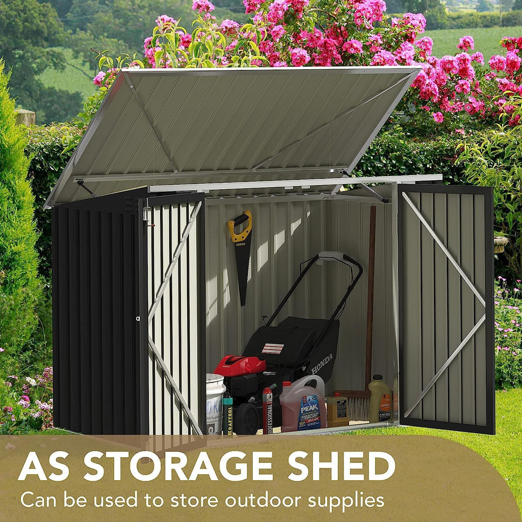Outdoor Storage Shed 5.8 x 3.3 FT Metal Trash Shed Waterproof Outside Storage with Lid Chain Hydraulic Gas Rod for