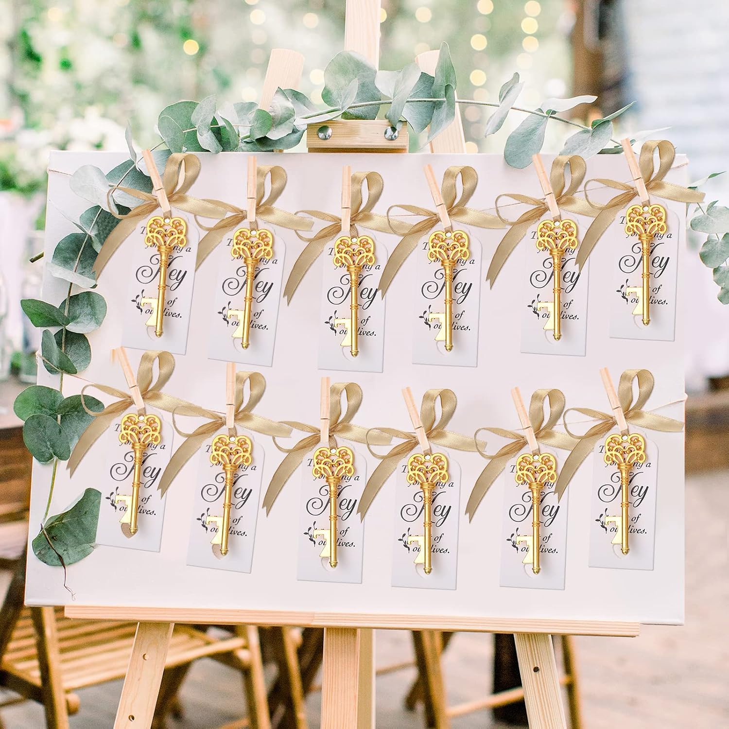 100 Sets Vintage Key Bottle Opener Wedding Favors, Wedding Party Souvenir Gift for Guests with Thank You Tag Card