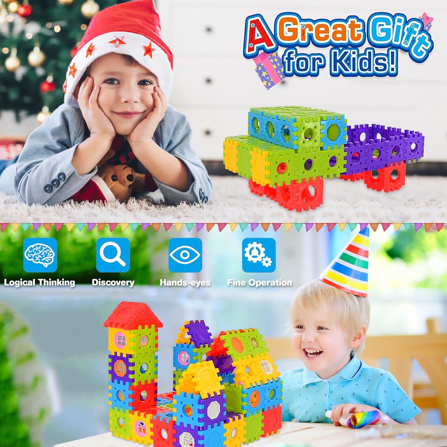 Building Blocks for Toddlers & Kids 180 Pcs Toy Building Sets – STEM Building Toys –Interlocking Building Blocks for