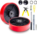Pallet Jack/Truck Steering Wheels Set with Axle, Fasteners and Protective Caps (4 pcs) 7" x 2" with Bearings ID 20mm
