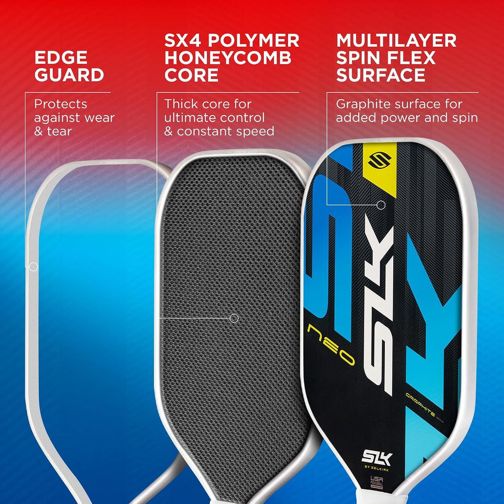 SLK Neo Pickleball Paddles Set of 2 | Graphite or Fiberglass | Pickle Ball Rackets 2 Pack in Graphite or Fiberglass