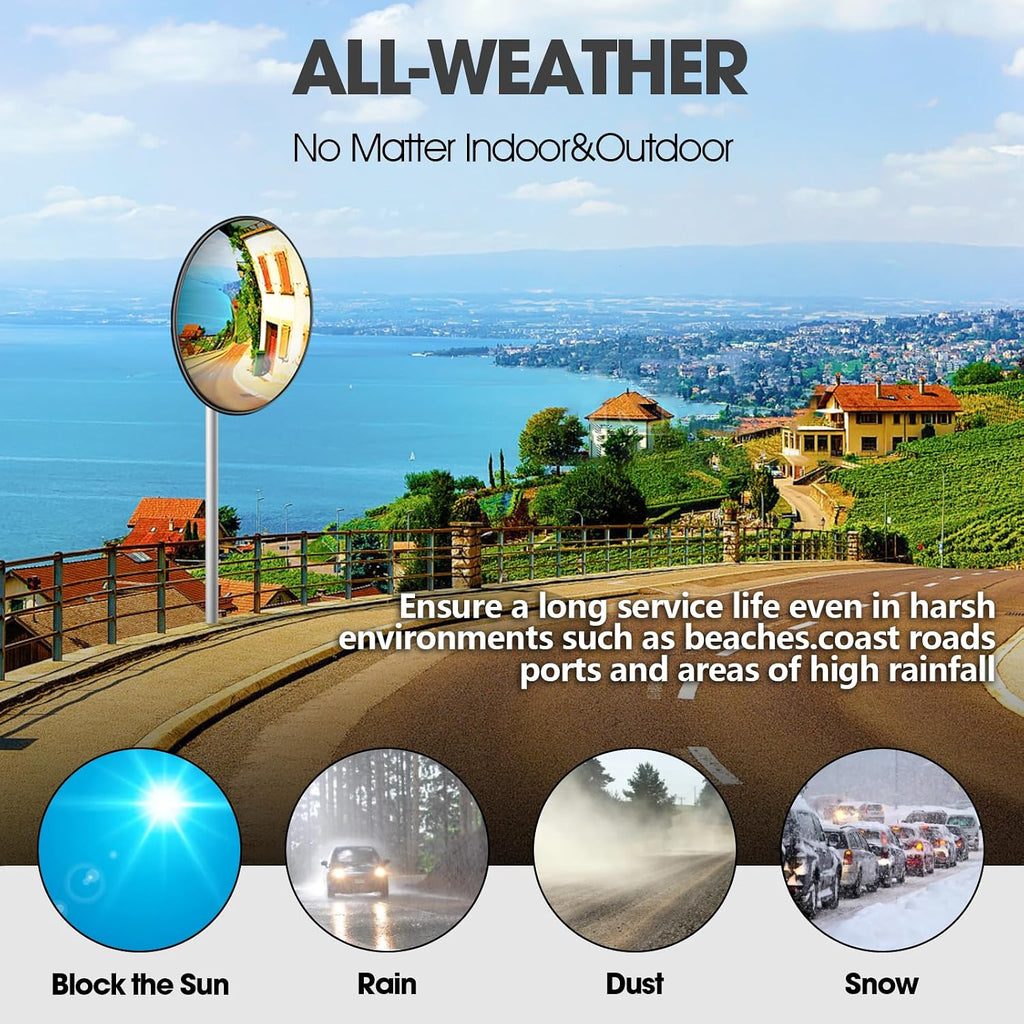 Convex Traffic Mirror - 32'' Outdoor and Indoor Driveway & Security Parabolic Safety Mirror, Acrylic Convex Mirrors