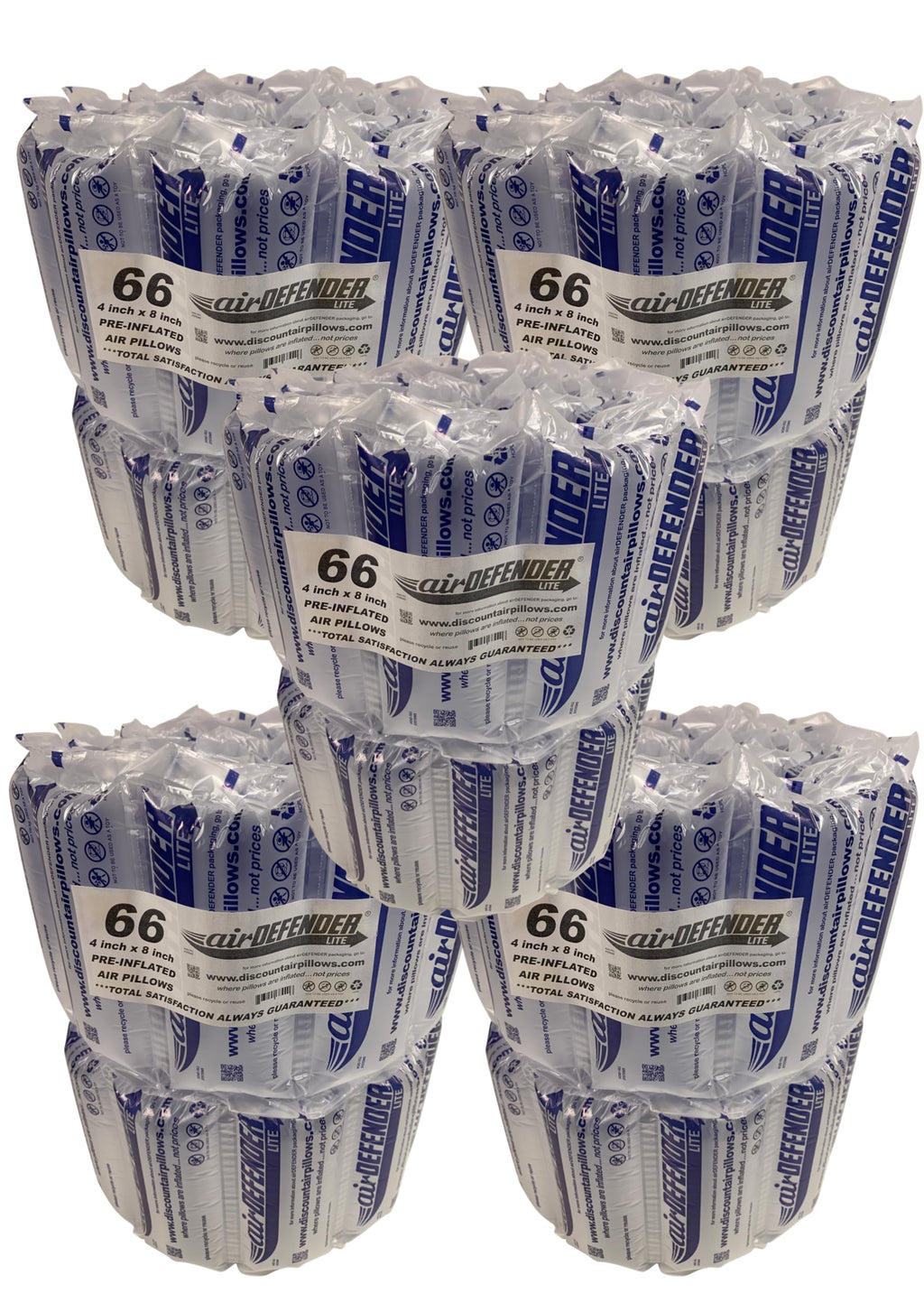330 count 4x8 Airdefender air pillows 40 gallon 5.33 cubic feet void fill cushioning shipping packing package