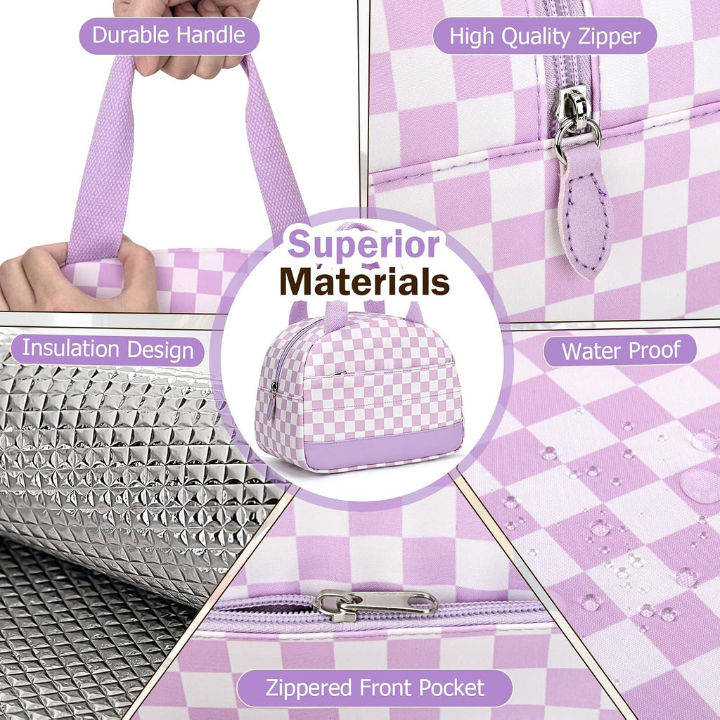 Purple Lunch Bag for Girls, Lunch Box Kids, Insulated LunchBox for Women | Cute Lunchbox, Aesthetic Lunch bag