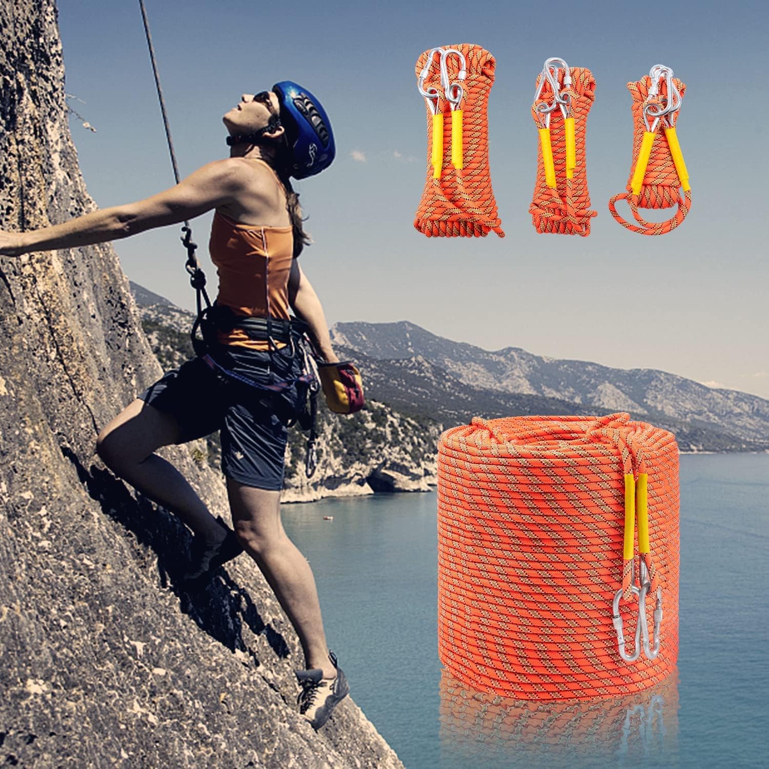 Climbing Rope, Dynamic Rock Climbing Rope, Braided Polyester Arborist Rigging Rope, Escape Equipment in