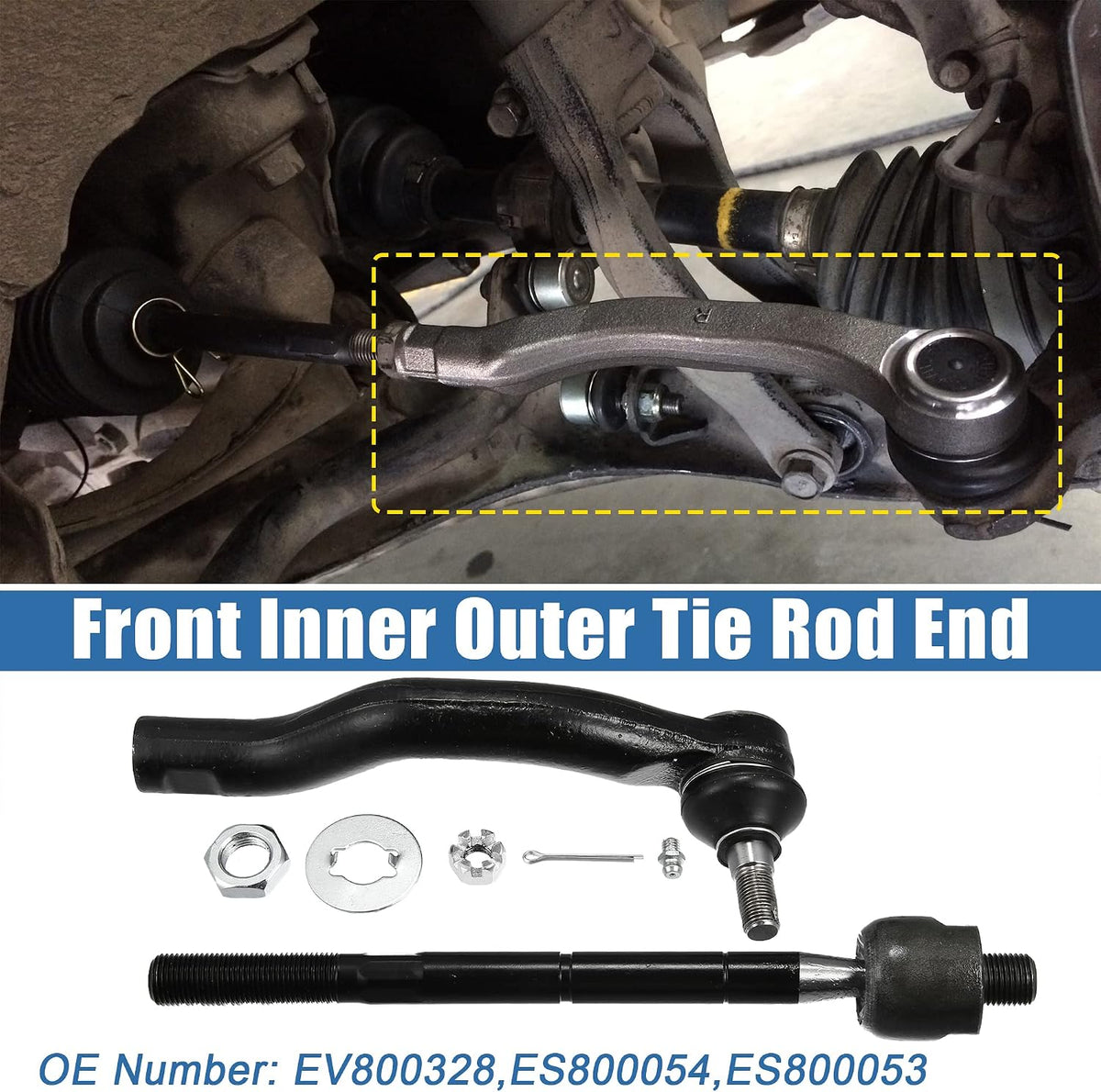 X AUTOHAUX 6pcs Front Inner Outer Tie Rod End Links Suspension Steering Tie Rod End Kit for Toyota RAV4 2006-2018 EV800328 ES800054 ES800053