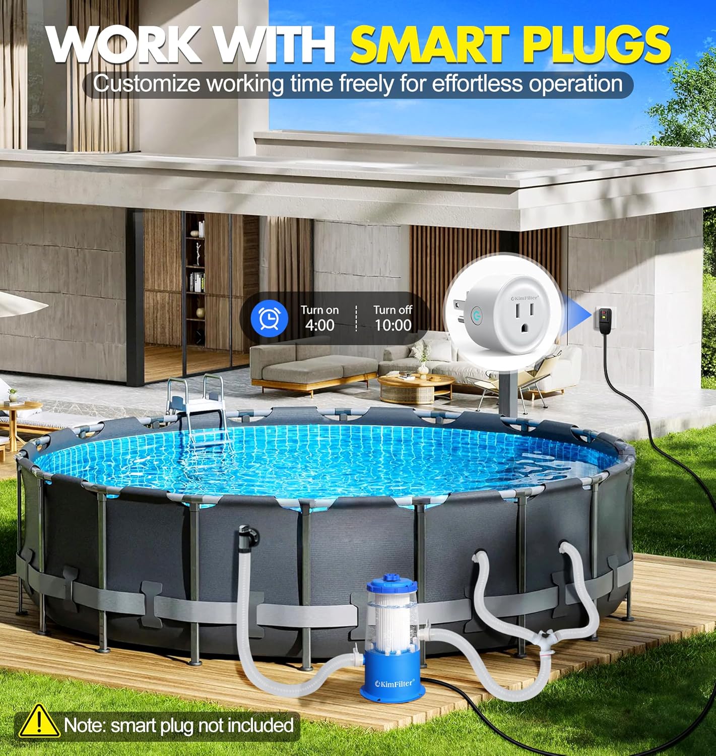 Transparent 1000 GPH Above Ground Pool Filter Pump – Easy Cartridge Status Viewing | Powerful Pool Cartridge Filter