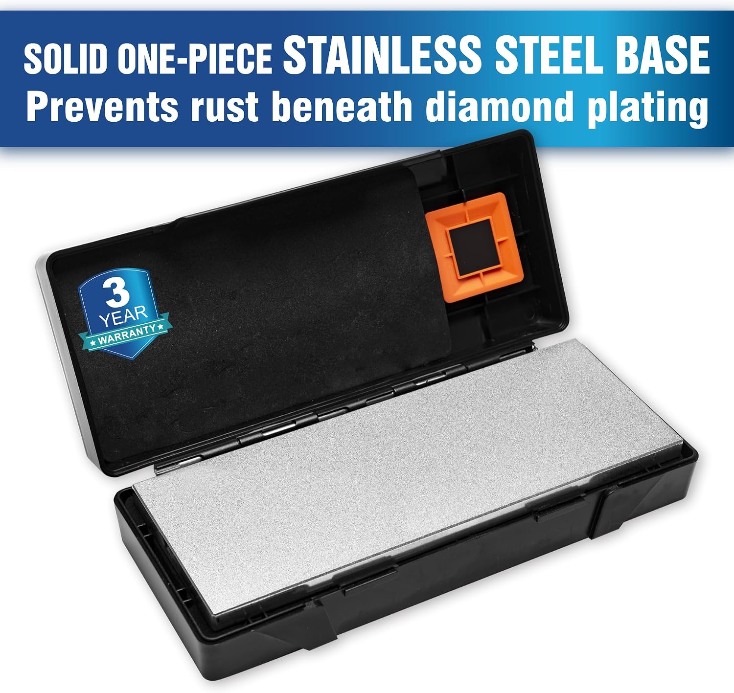 162N Double-sided Diamond Sharpening Stone, 8 in. x 3 in. | Coarse 325 / Extra Fine 1200 Grit, Storage Case with