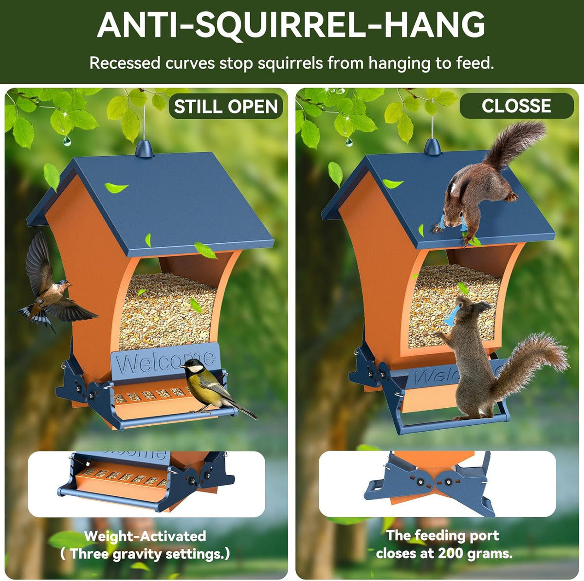 Squirrel Proof Bird Feeders for Outdoors, 5LB Metal Hanging Feeders, Large Wild Feeders for Cardinals, Chickadees
