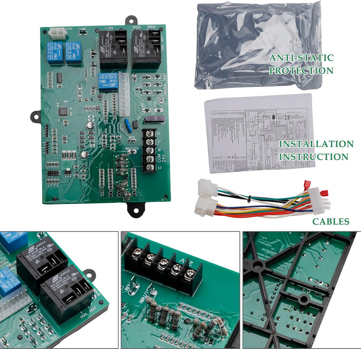 ICM282A For Carrier Furnace Control Board Replacement - Compatible with CEBD431012-01A, HK42FZ Series, Easy Installation, Diagnostic LED, 24VAC Thermostat, Reverse Polarity Protection