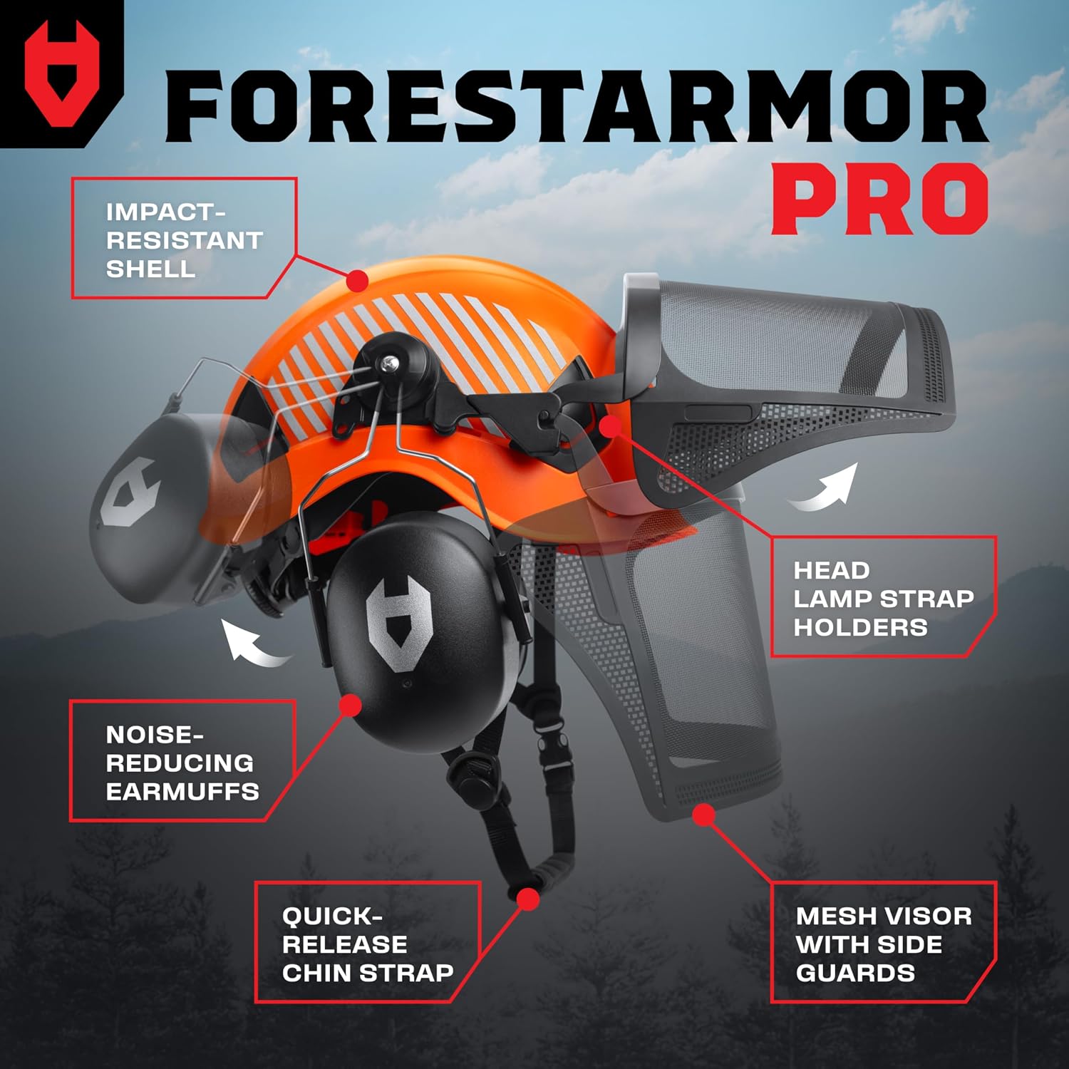 ANSI Z89.1 Rated Arborist Helmet — Chainsaw Helmet with Face Shield and Ear Muffs — Adjustable Hard Hat with Adaptive