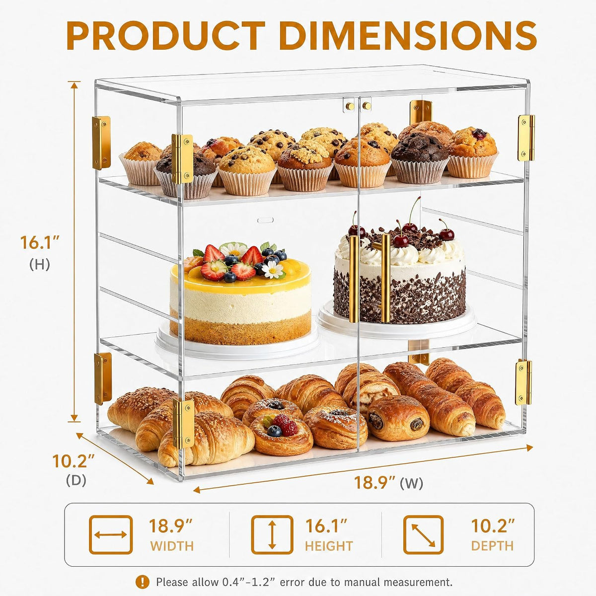 3-Tier Pastry Display Case, Countertop Bakery Display Case
