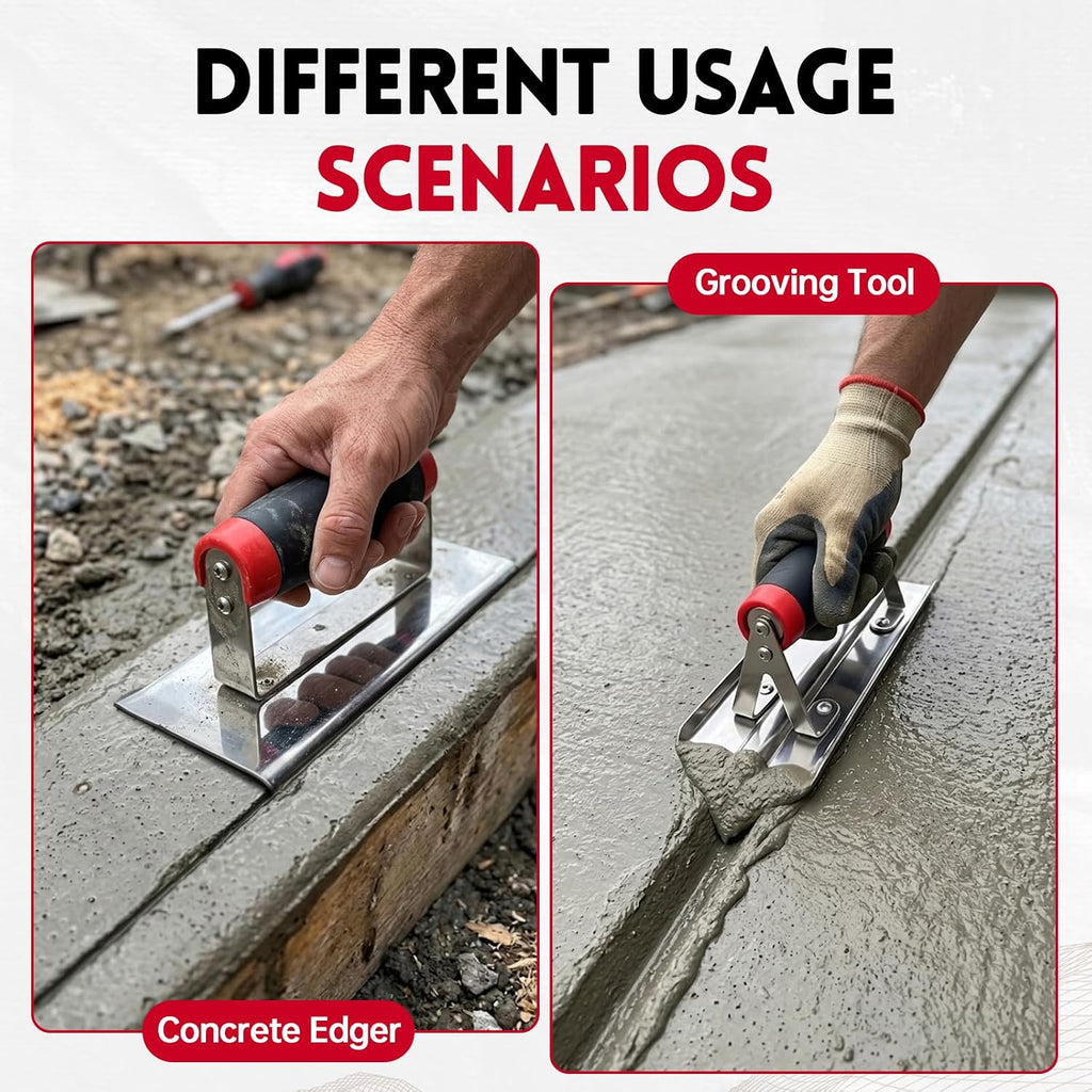 3-Pack Stainless Concrete Finishing Trowel set, Edger & Groover | 3-piece concrete trowel set, 11"x4" finishing