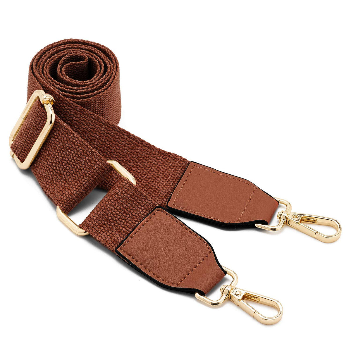 Wide Shoulder Purse Strap Replacement Adjustable Belt Canvas Bag Crossbody Handbag (Leather Buckle-Coffee)