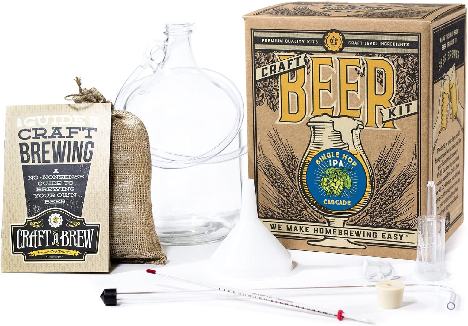 Single Hop IPA (Cascade) - Beer Making Kit - Make Your Own Craft Beer - Complete Equipment and Supplies - Starter