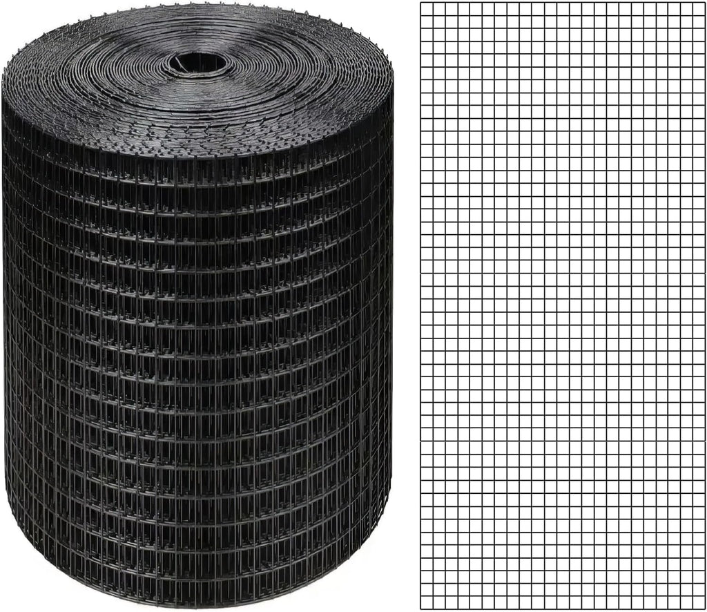 Black Hardware Cloth 4'' x 10' PVC Steel Vinyl Coated 1/4inch Galvanized Wire Mesh Roll (23GA) Chicken Wire Fence